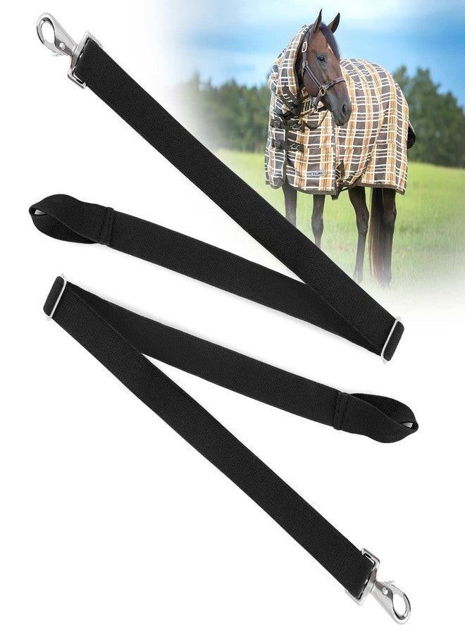 Jeffers Equine Replacement Adjustable Elastic Leg Straps for Horse Blankets, Sheets & Turnout Rug - Durable, Wide 1" Strap, Secure Fit, Adjustable for All Horses - Classic Black - Sold in Pairs - Image 1